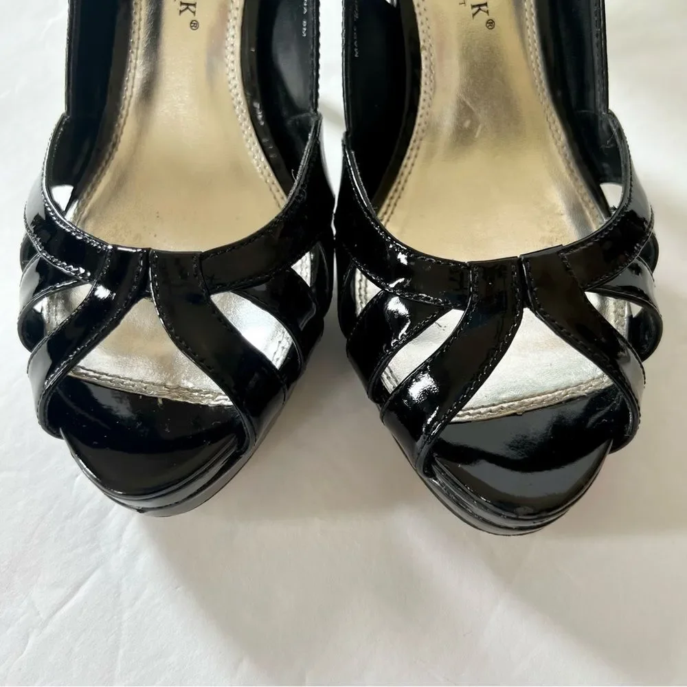 White House Black Market Kara Slingback Black Platform Sandals Size 8M